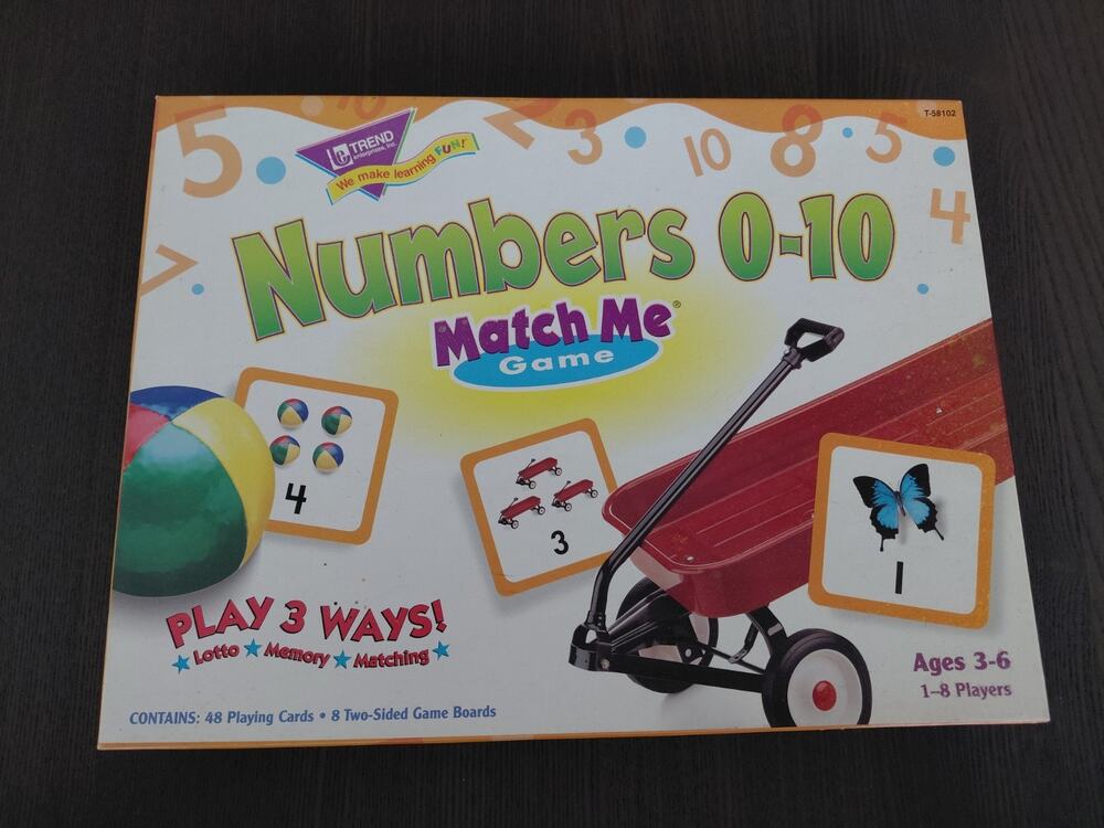 Trend Enterprises Numbers 0-10 Match Me Game Lotto Memory Preschool Math T-58102